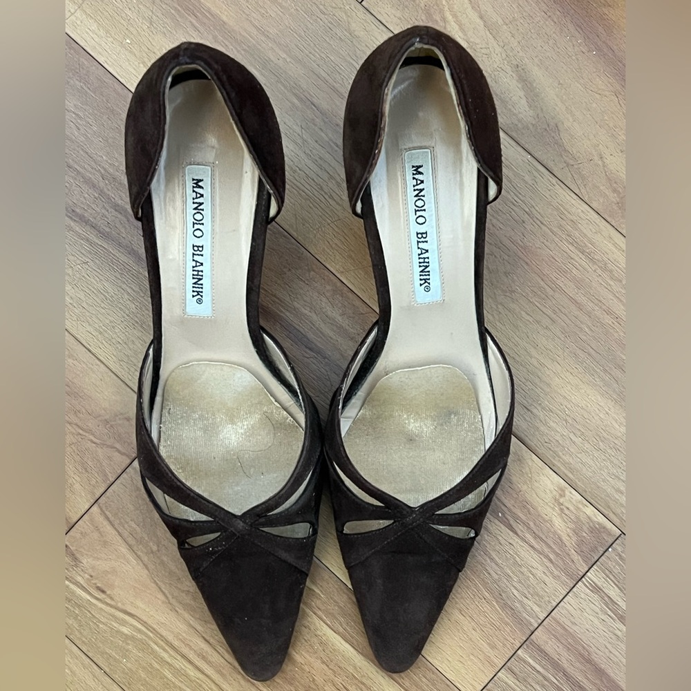Manolo Brown Suede Heels